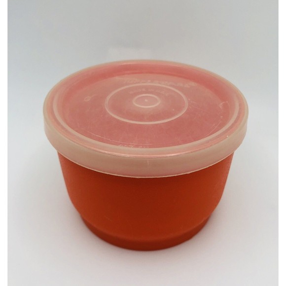 Vintage Tupperware Orange Round Snack Cup #1229 with Lid - Picture 1 of 9